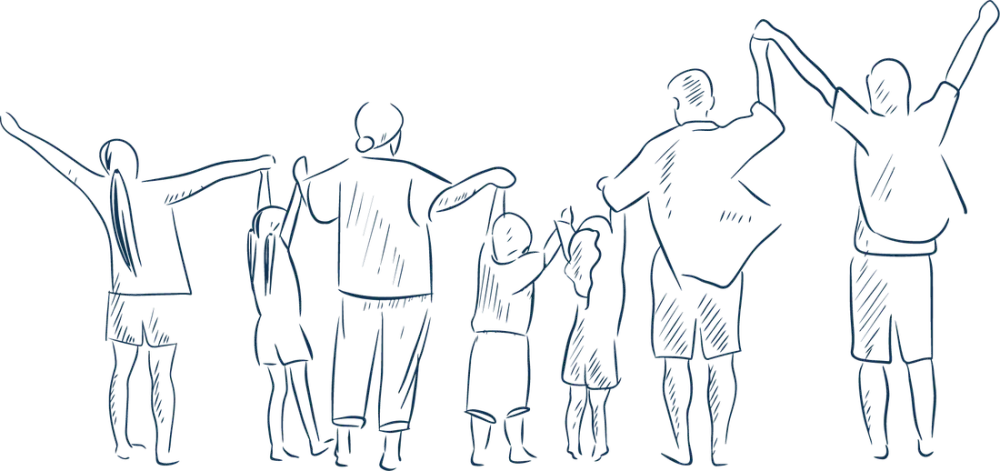 Illustratie van een familie hand in hand